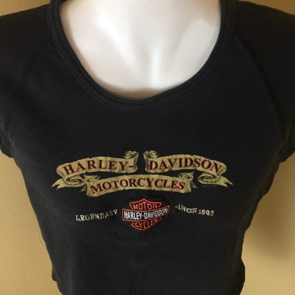 HARLEY DAVIDSON WOMENS SMALL T-SHIRT CAPED SLEEVE - Picture 4 of 8